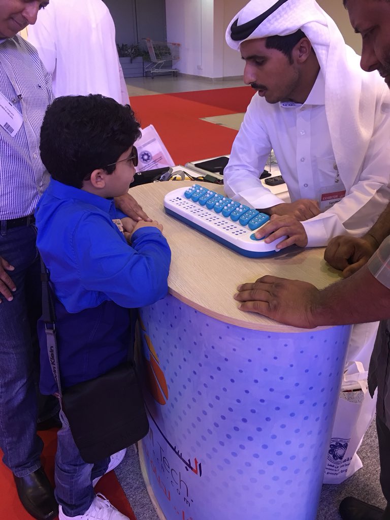 taptilo's tweet photo. A blind child is introduced to Taptilo, smart braille education device, at the SightME conference in UAE @bassam_tech https://t.co/0XbZRACEkv