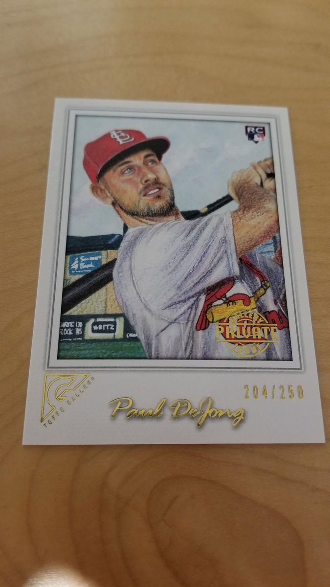 MLB's tweet photo. @Cardinals fans, @RealPaulDeJong is going to be wearing Cardinal red for a long time. 

RT and his @ToppsGallery numbered rookie card could be yours. #MLBCards https://t.co/6d7IQHjQR7