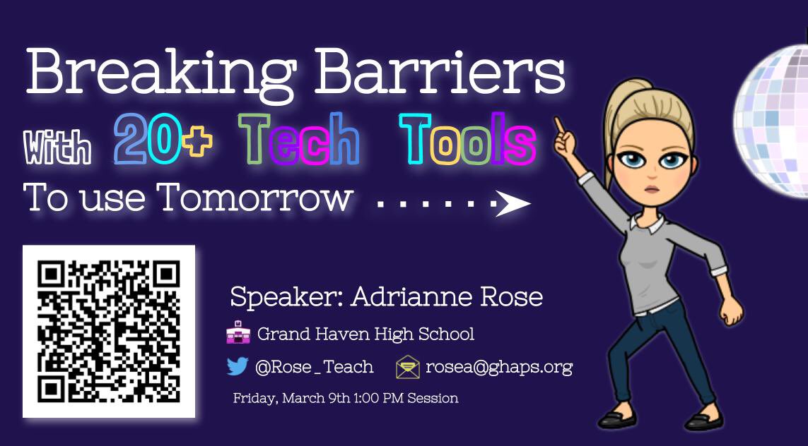 Rose_Teach's tweet image. Planning your #MACUL18 sessions?! Attend #breakingbarrierswithtech on Friday 3/9 at 1:00PM! Hope to see you there! @MACUL @ghhsbucs