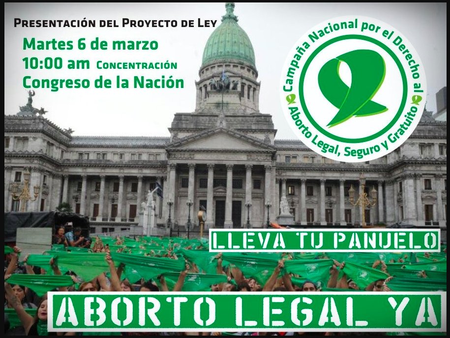 Este martes se presenta por séptima vez en el Congreso Nacional el proyecto de ley de #AbortoLegalYa