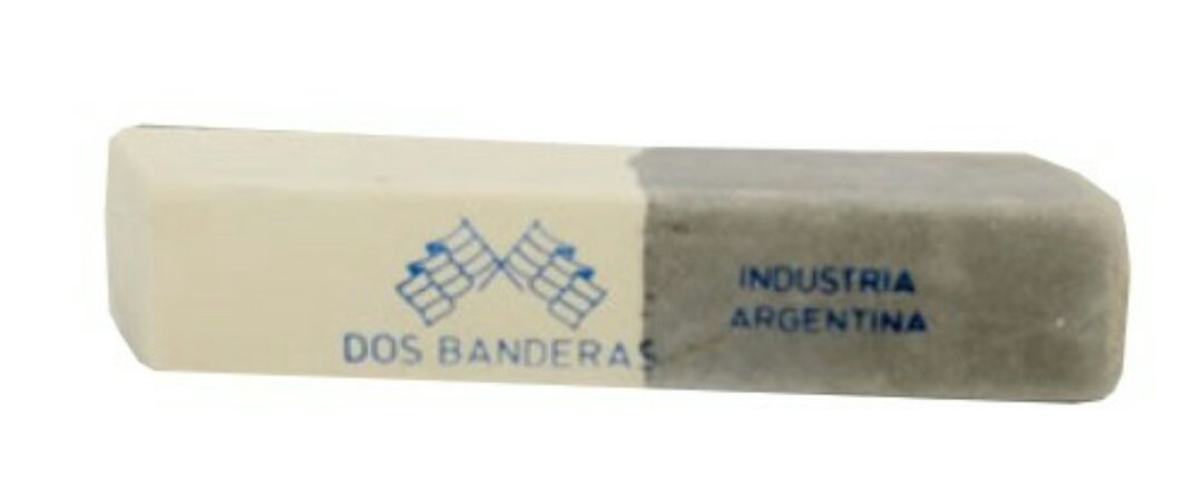 Se acuerdan de esta goma? Que un lado borraba lápiz y el otro afilaba cuchillos o esmerilaba diamantes?