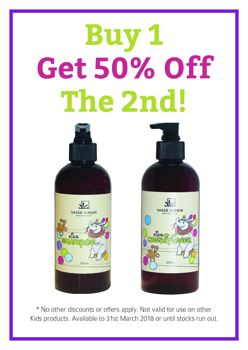 A great offer for #backtoschool time! Buy one to get 50% off the other: vassevirgin.com.au/collections/ki… 👶 #kids #natural #skincare #gentle #sensitiveskin #baby #naturalskincare #handmade #shampoo #conditioner
