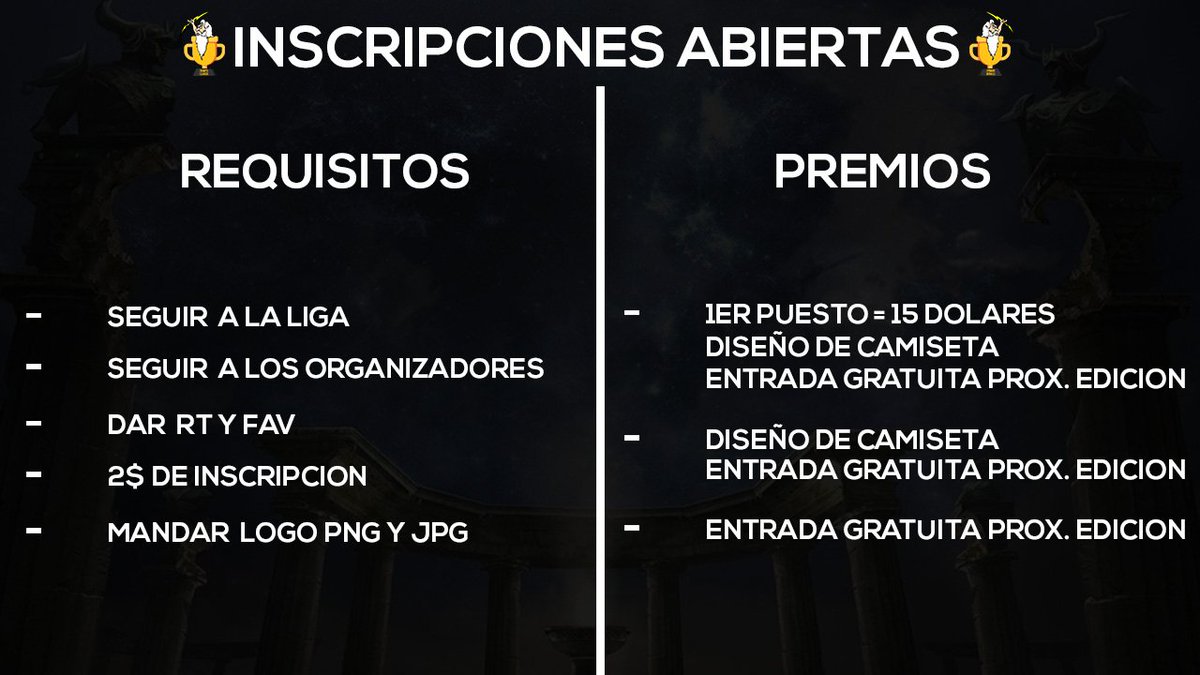LA LIGA <a href="/OlimpoLeagueGG/">Olimpo League⚡️</a>  YA ABRIO SUS INCRIPCIONES !!! QUIERES GANAR 15 $ Y UN DISEÑO DE CAMISETA ? PUES PARTICIPA CONTRA LOS MEJORES EQUIPOS COMPETITIVOS !!!