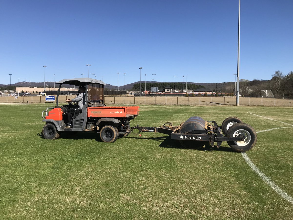 GHSMensSoccer's tweet photo. BIG thank you to @prorain_ for loaning their roller so we could improve our field conditions over the last couple of days. It’s looking so much better already #ONEtiger #ProRain https://t.co/RFLUedSXFQ