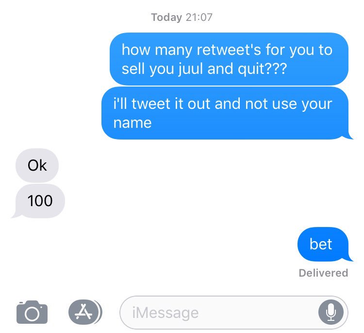 everyone retweet and this anonymous person will quit juuling!!!