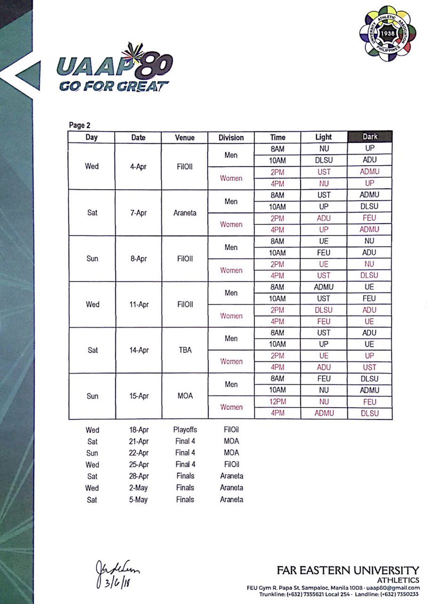 abscbnsports's tweet photo. LOOK: #UAAPSeason80Volleyball Men's and Women's Second Round Schedule https://t.co/KjnTy0S9J7
