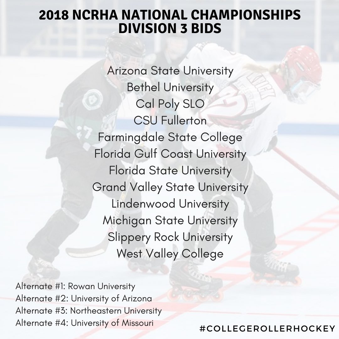 NCRHA_C2C's tweet photo. These teams are heading to Fargo next month to play for an @NCRHA National Championship! #CollegeRollerHockey #RoadToFargo https://t.co/GUnwnD27ly