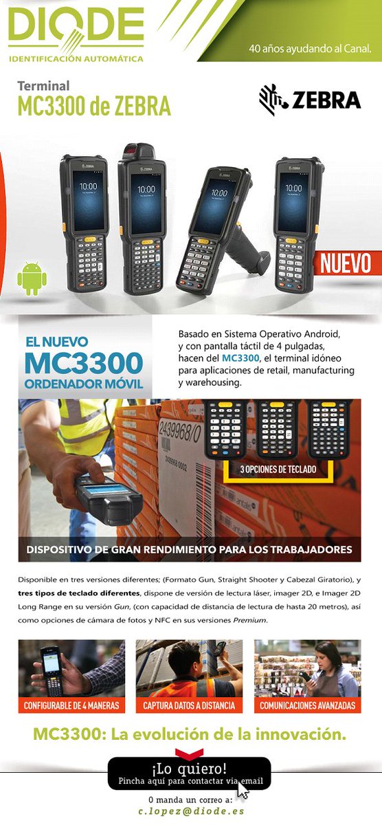 JavierCastillaS's tweet photo. En @DIODE_IA ospresentamos el nuevo terminal MC33 de @ZebraEMEA idóneo para aplicaciones de retail, manufacturing y warehousing, pregúntanos.
https://t.co/oKR5VXtwKG https://t.co/di6wRlTDtV