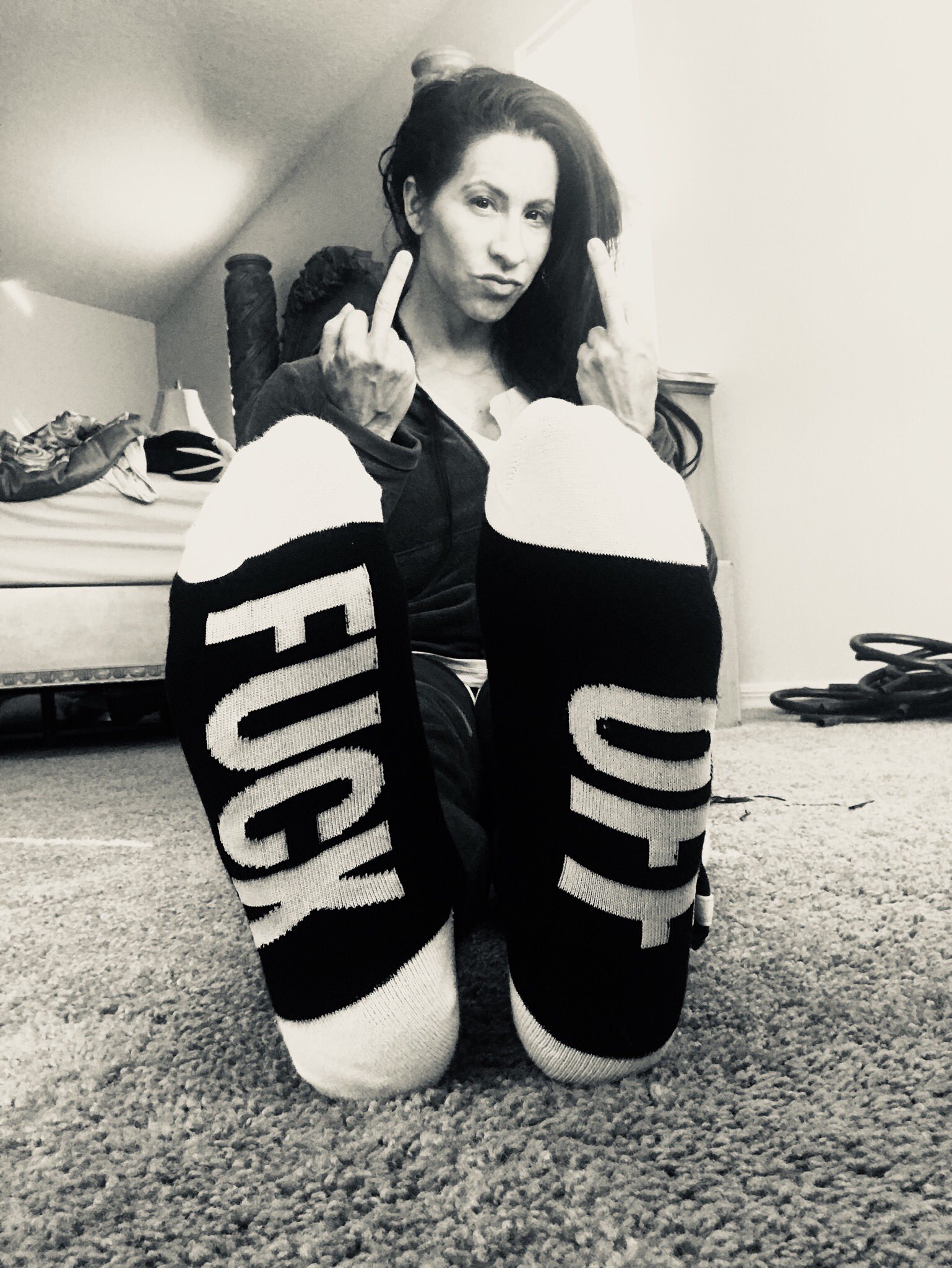 Love these new socks I got. Perfect for my foot fetish slaves. 💪🏼 #spoilme #footfetish #domination #femdom