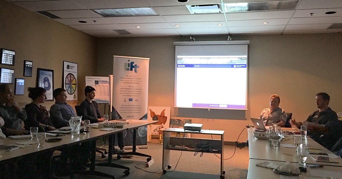 LIFTstartups's tweet photo. Learning about @Shopify solutions for commerce - not just ecommerce. Thanks to Shopify's Peter Richardson and LIFT VIP Andrea Fuller for leading the demo.
#WeAreYQQ #MakingShiftHappen #LIFTstartups https://t.co/JjEsCp6UHU