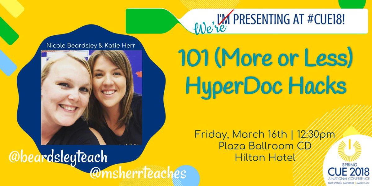 So excited to bring our love of #HyperDocs to #CUE18 Come see us Friday 3/16 at 12:30 and get your own #FileMakeACopy sticker!