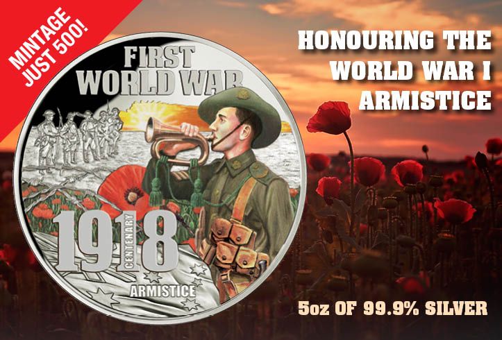 downies's tweet photo. Struck from a whopping 5 ounces of 99.9% pure silver, this Proof coin makes for an imposing tribute to WWI. https://t.co/2WK1Q9hZqx https://t.co/YdYnlUEUcB