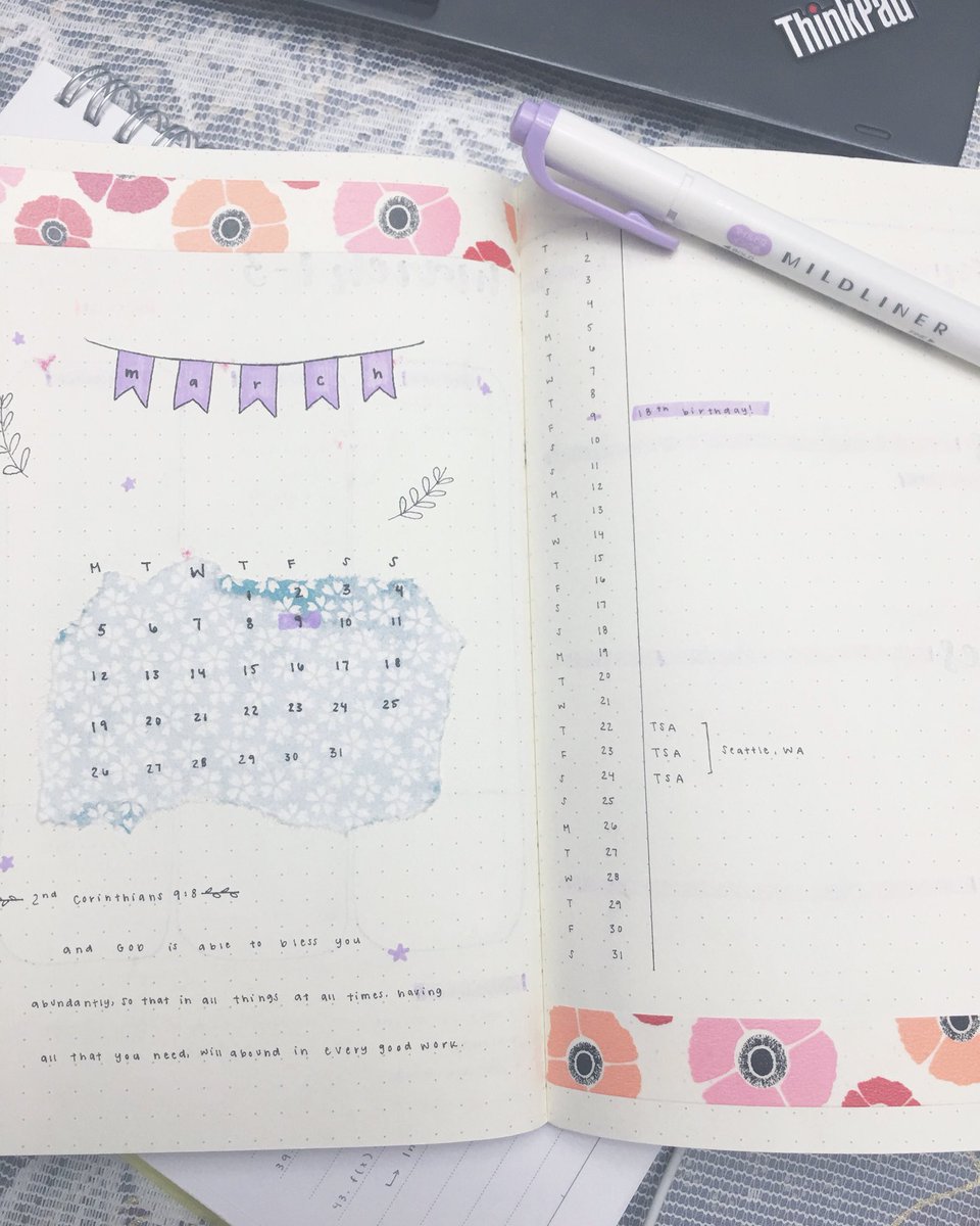 dojaejungs's tweet photo. Wheeze this took me too long to design and tear the paper but hello March I guess #handwriting #bulletjournal #marchcalendar #monthlylayout #zebramildliners #brushpen https://t.co/7lG9oNQXRu