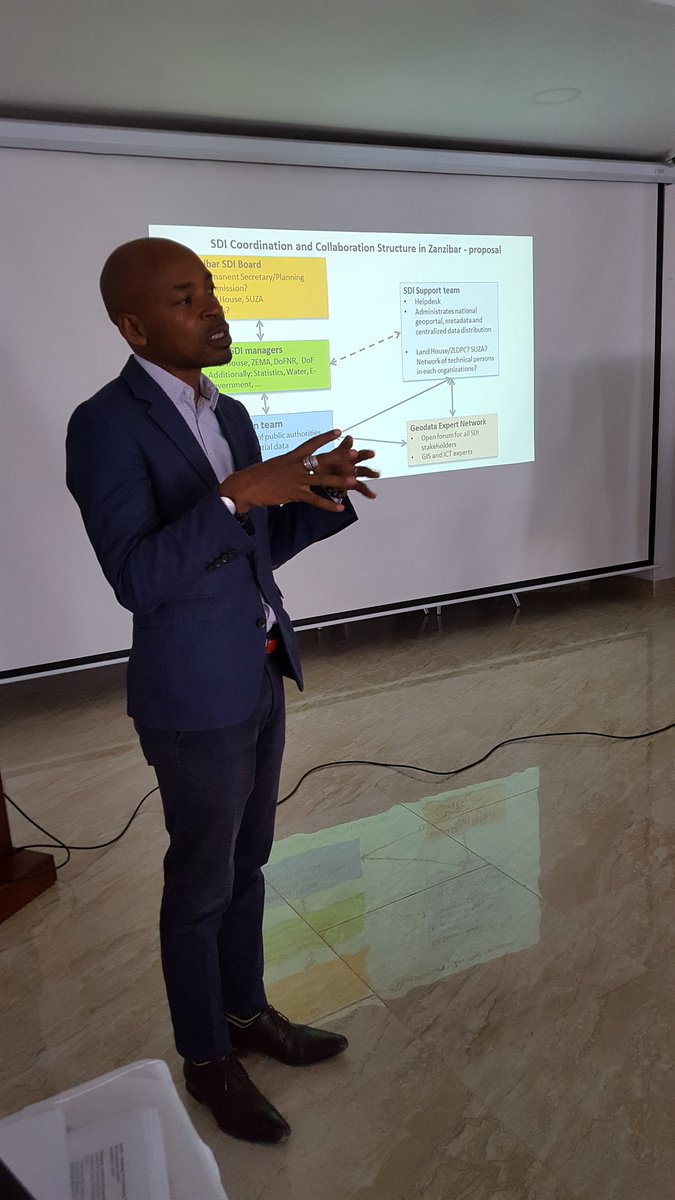 PanuMuhli's tweet photo. Dr. Juma, Commission for Lands Zanzibar, opening #geodata sharing workshop in Stone town. Roadmap preparation for #sdi implementation in Zanzibar underway #zansdi #iciproject @Ulkoministerio @fgi_nls @SYKEinfo https://t.co/7cvVHreCNs