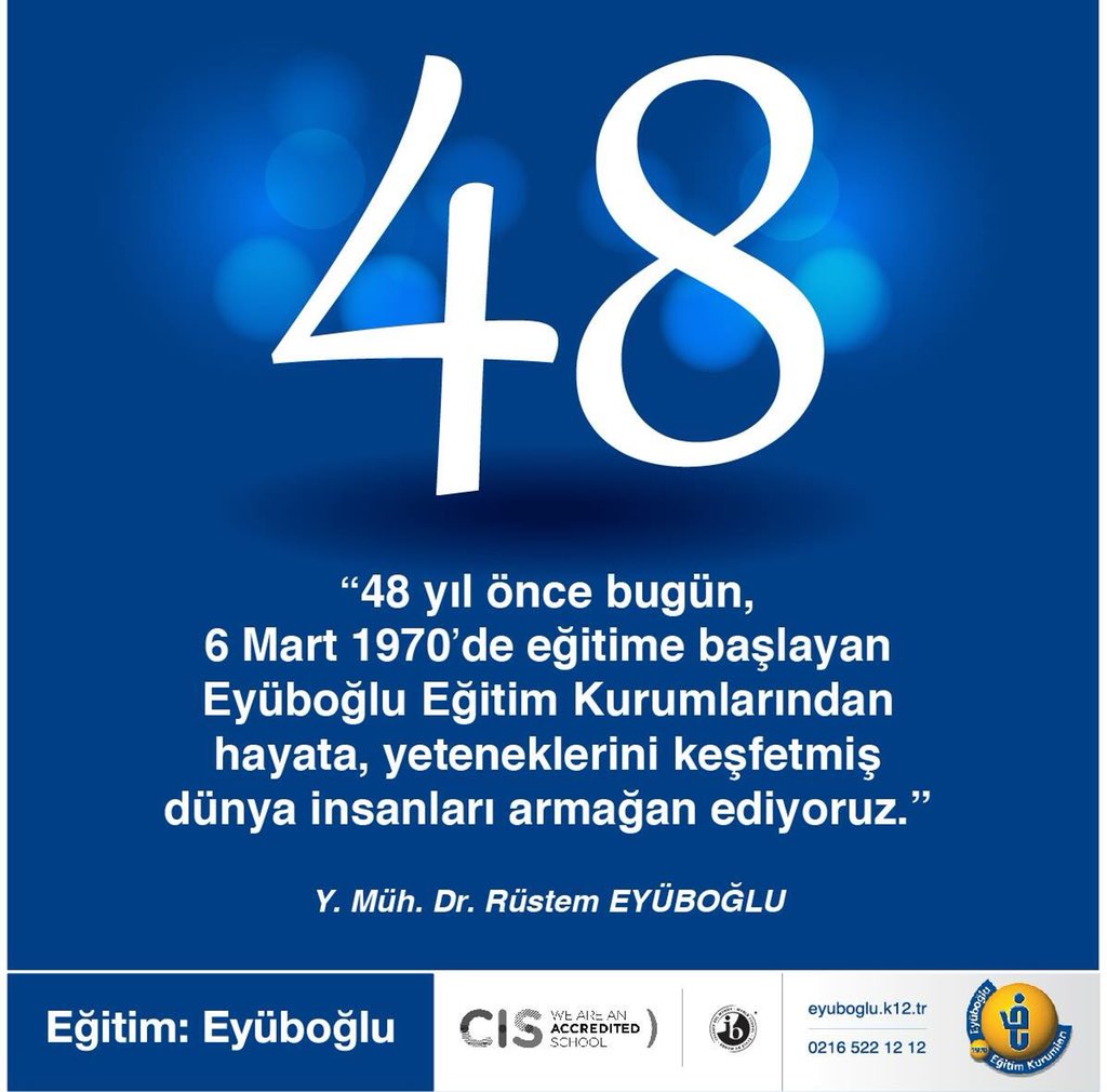 EyubogluEgitim's tweet photo. Eyüboğlu Eğitim Kurumları 48 Yaşında!
#EgitimEyuboglu https://t.co/mS3kVQj7RA