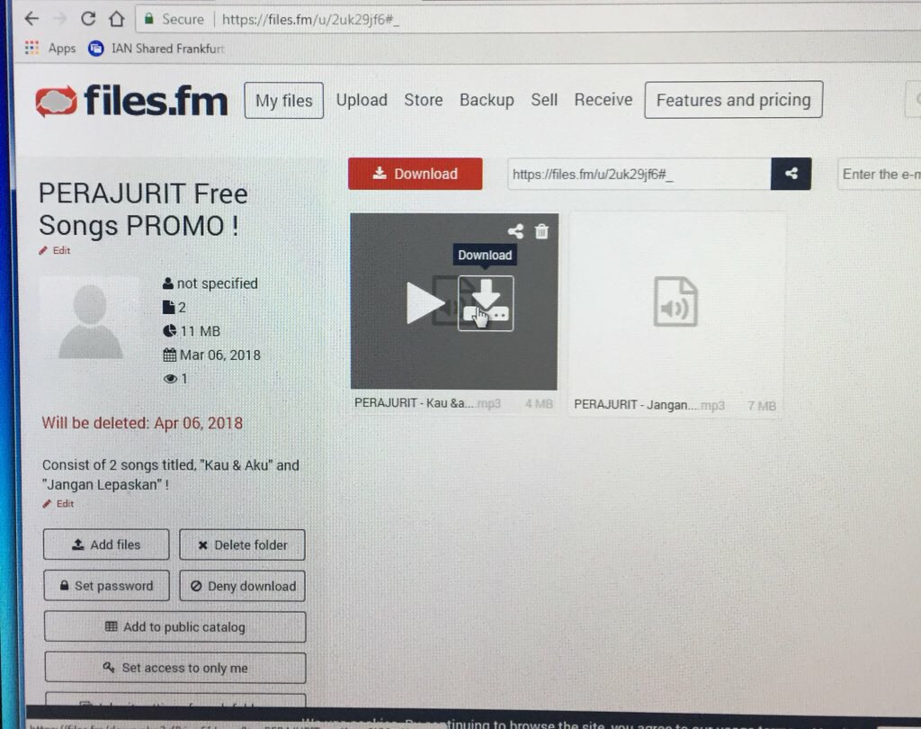 dah kasi download 2 lagu FREE gais ! Apa lagi kasi download la ramai-ramai ! follow je link kami bagi ni &amp; terus tekan “Download” tu ! RT sikit gengggg ! #PERAJURIT

Download link: 
files.fm/u/2uk29jf6