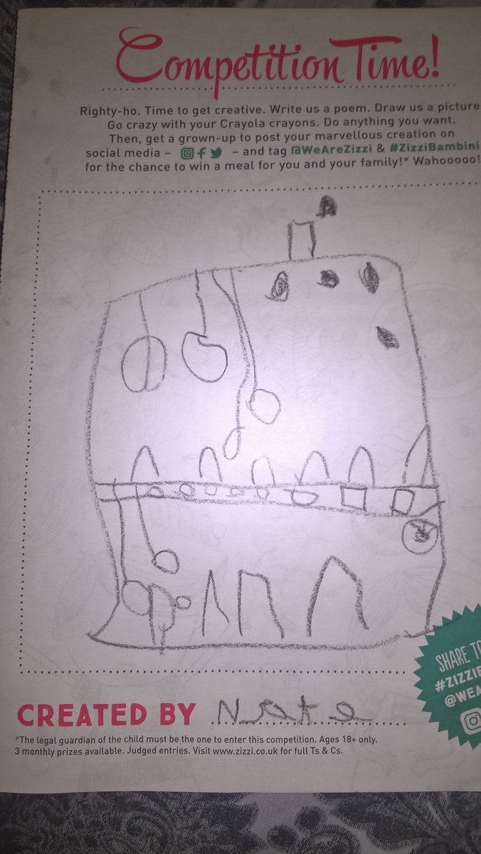 aimsterme's tweet photo. Drawing by Nathaniel aged 5 of Zizzi restaurant in High Wycombe @WeAreZizzi &amp; #zizzibambini https://t.co/9FNaKX5QdR
