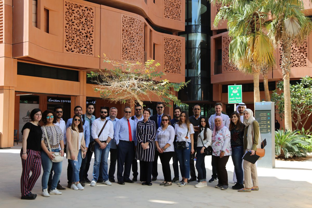 Energy_AUB's tweet photo. Greetings from Masdar City, a sustainable blueprint for the future. Pro-Green &amp; energy students are traveling for five days (March 3-7) as part of the Pro-Green technical training trip to Abu Dhabi and Dubai @AUB_Lebanon @MSFEA_AUB https://t.co/85HcBT0x5t