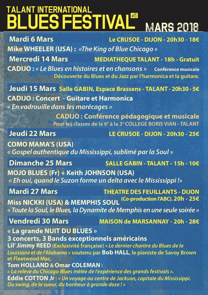 soul_bag_mag's tweet photo. #TalantBluesFestival. Avec #MikeWheeler #ComoMamas #MsNickki @eddiecottonj1 #TomHollan #OmarColeman... #Blues
https://t.co/6UaIJ5S3pk https://t.co/F6zjvvpYQI