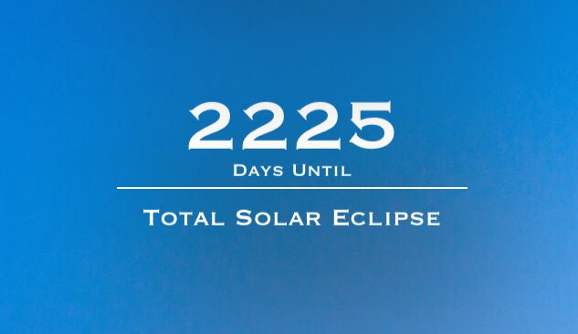 adamcaskey's tweet photo. 2,225 days until the Total Solar Eclipse over South Texas! #KSATeclipse https://t.co/tSGbicYgTb