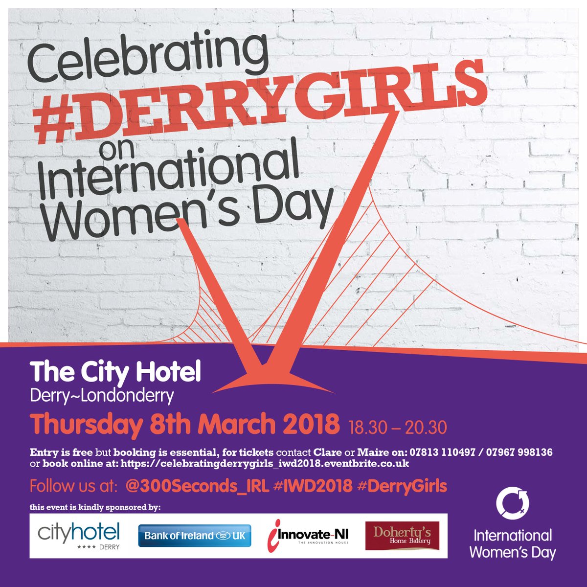 We're delighted to announce that the super talented journalist <a href="/LeonaONeill1/">Leona O'Neill</a> will be our host on Thursday evening [8 March] for the International Women's Day Celebration of #DerryGirls #IWD2018 #PressforProgress #EW2018 <a href="/BankofIrelandUK/">Bank of Ireland UK</a> <a href="/InnovatorNI/">Innovate-NI</a> <a href="/sassandhalo/">Sass & Halo</a> #DohertysBakery