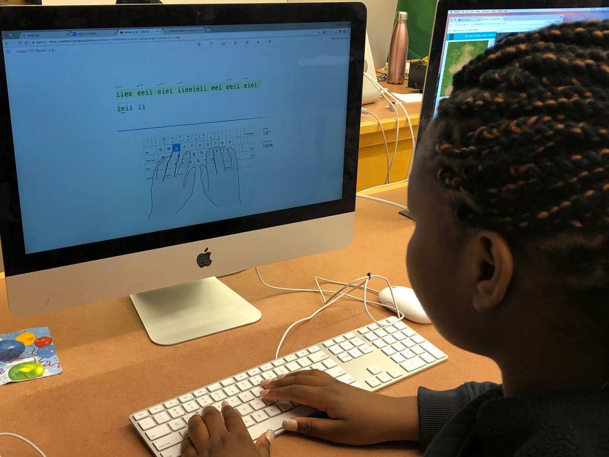 McDevittMiddle's tweet photo. McDevitt Tech Lit students reaching for 30 WPM (words per minute) on Typing Club! @lizhoman @KEComputerTcher #onewaltham #walthamedtech https://t.co/aJdcUfIKxk