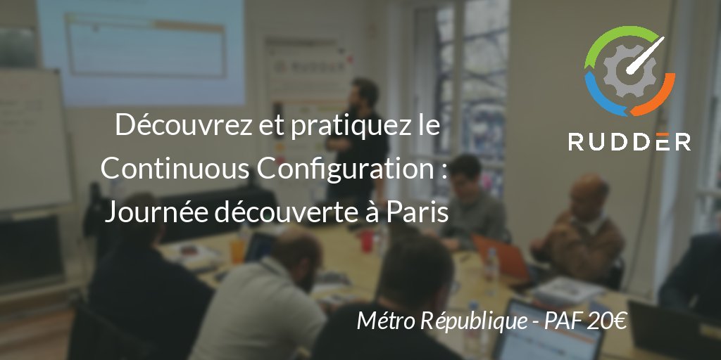 rudderio's tweet photo. Venez passer la journée avec nous ce jeudi 8 mars pour parler #configmanagement et #automatisation ! Découvrez #RUDDER et le #continuousconfiguration en quelques heures. Tous les détails du programme sont par ici -> https://t.co/g6oklzFGaz #devops #automation https://t.co/myDWQeWXwz
