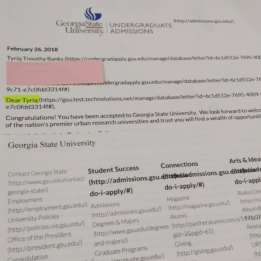 PhenomenalMsTee's tweet photo. TWO more added to the list,  being a total of 10 acceptance letters all on academics. Yup my baby big boy is about to turn the tassel https://t.co/QO4AUIAI0B