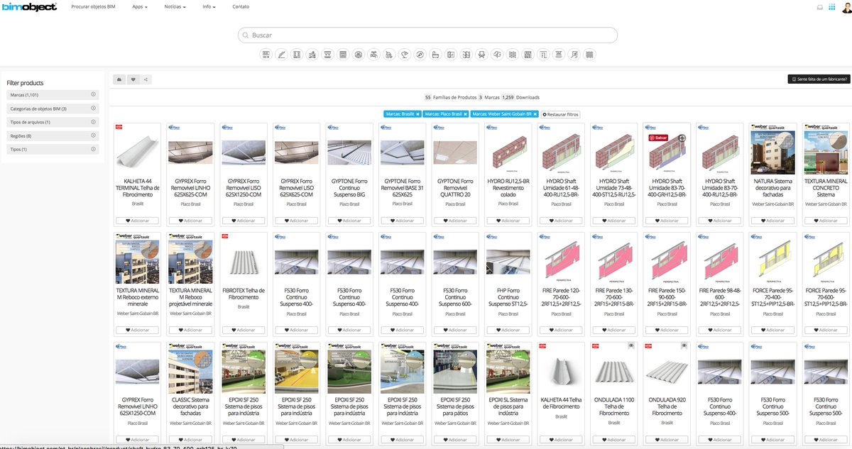 BIMobjectBrasil's tweet photo. Novos produtos da Placo, Weber quartzolit e Brasilit disponíveis na BIMobject. Acesse 
https://t.co/NwO8aRzBdx

#BIM #BIMobject #BIMobjects #objetosBIM #digitalização @saintgobain https://t.co/A3jutSYivH