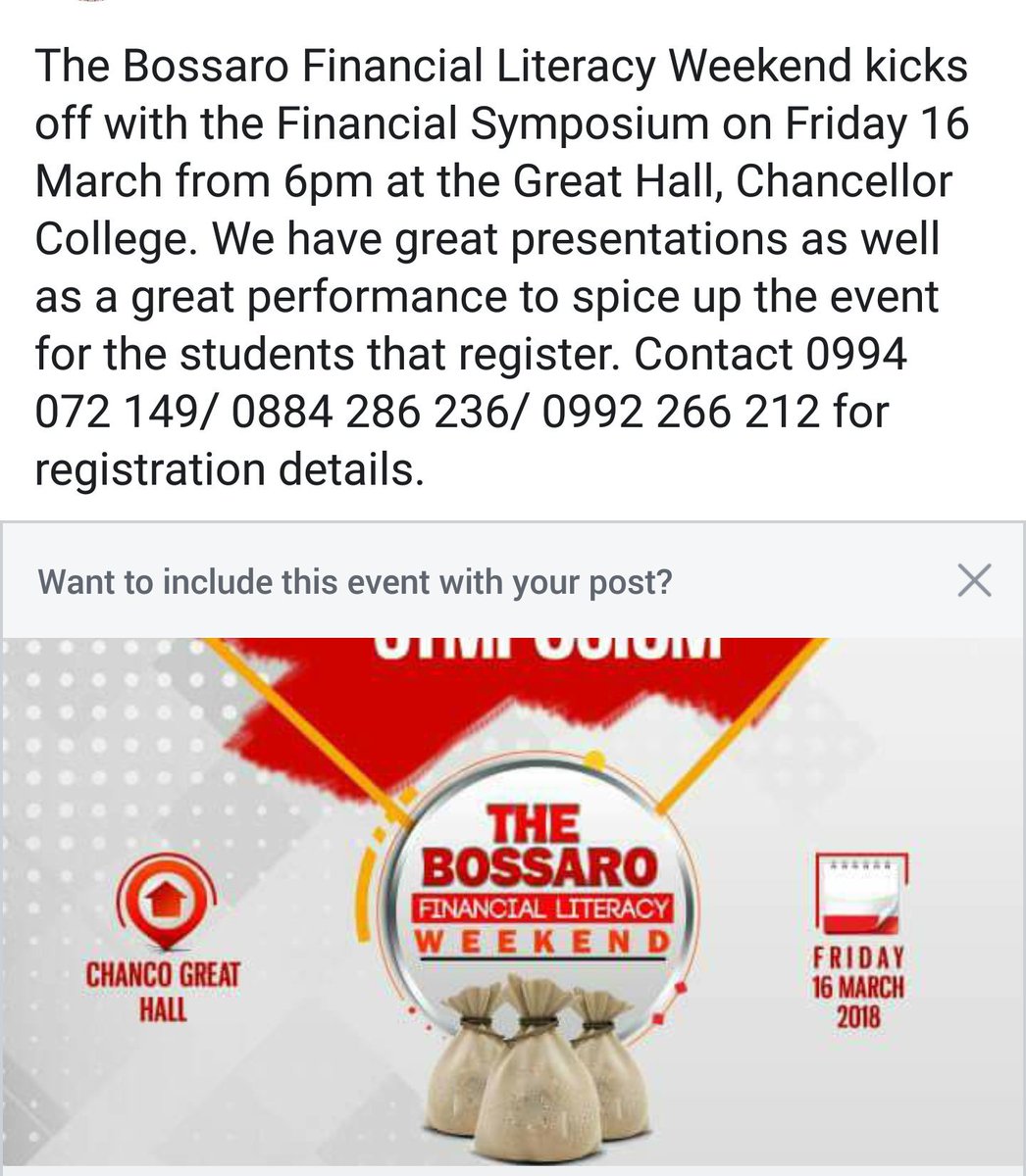 DaliBallz's tweet photo. Chanco people! Contact numbers are now available for those registering for the Financial Symposium on 16 March 2018. #BossaroFinancialLiteracyWeekend https://t.co/zYs9b1puMM