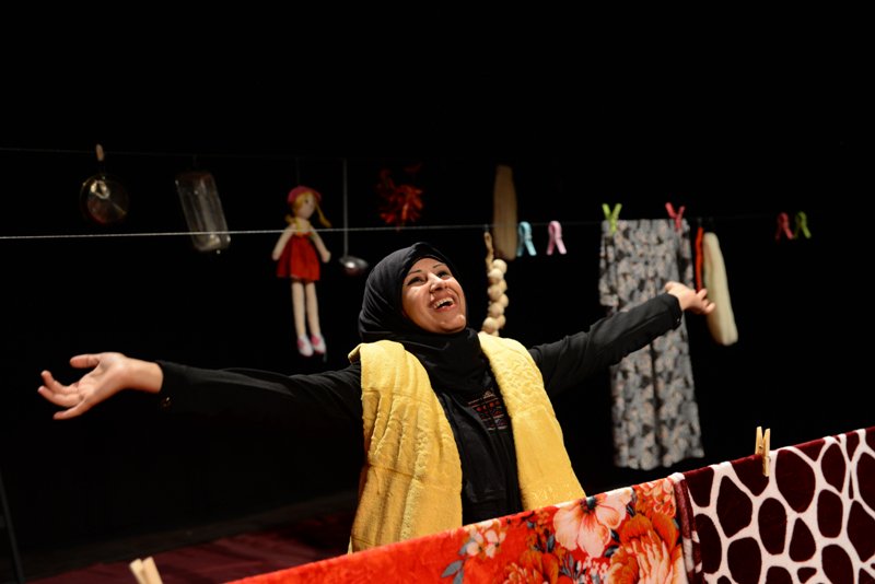 Today's event #SheLeads in TDP theatre in Gaza, women storytelling performance, lectures, discussions, and a women art exhibition. Join us in letting the world know Gaza women stand strong! (Storyteller Randa Maghaseeb in TDP's "Black Light")