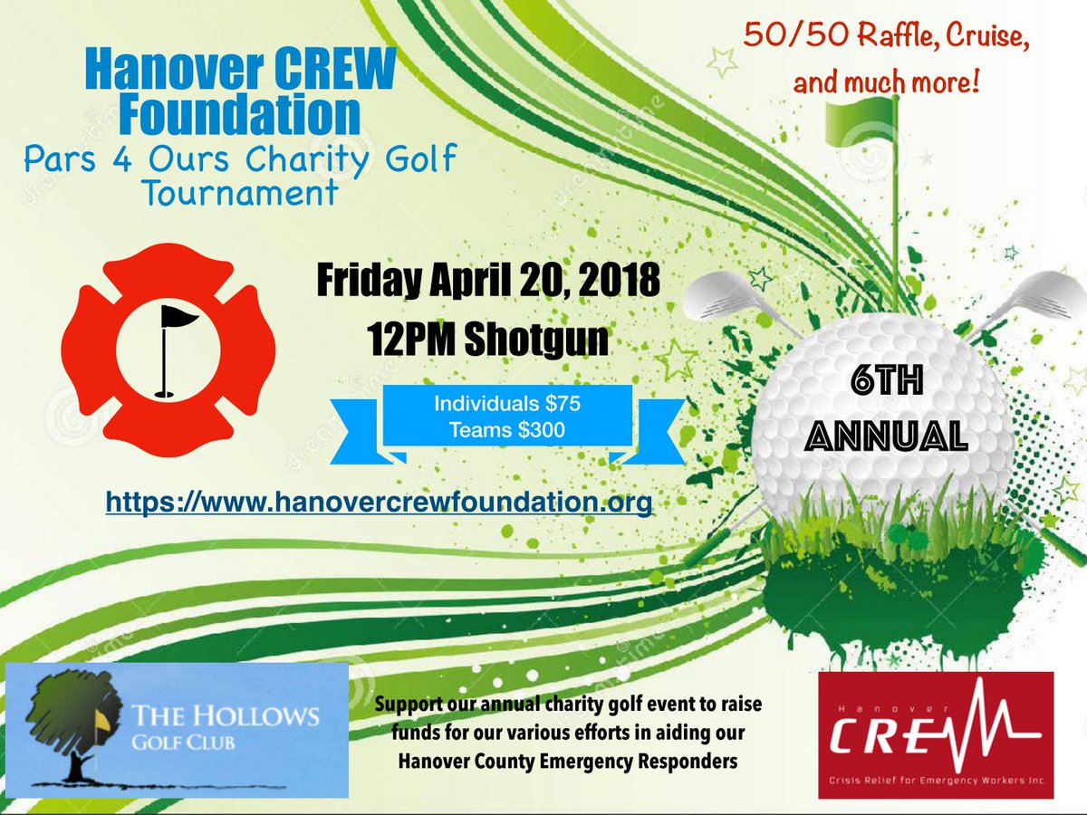 Hanover CREW Foundation - "Pars 4 Ours" Charity Golf Tournament

Hang in there...Spring is on the way!  Make your plans early and reserve your spot.