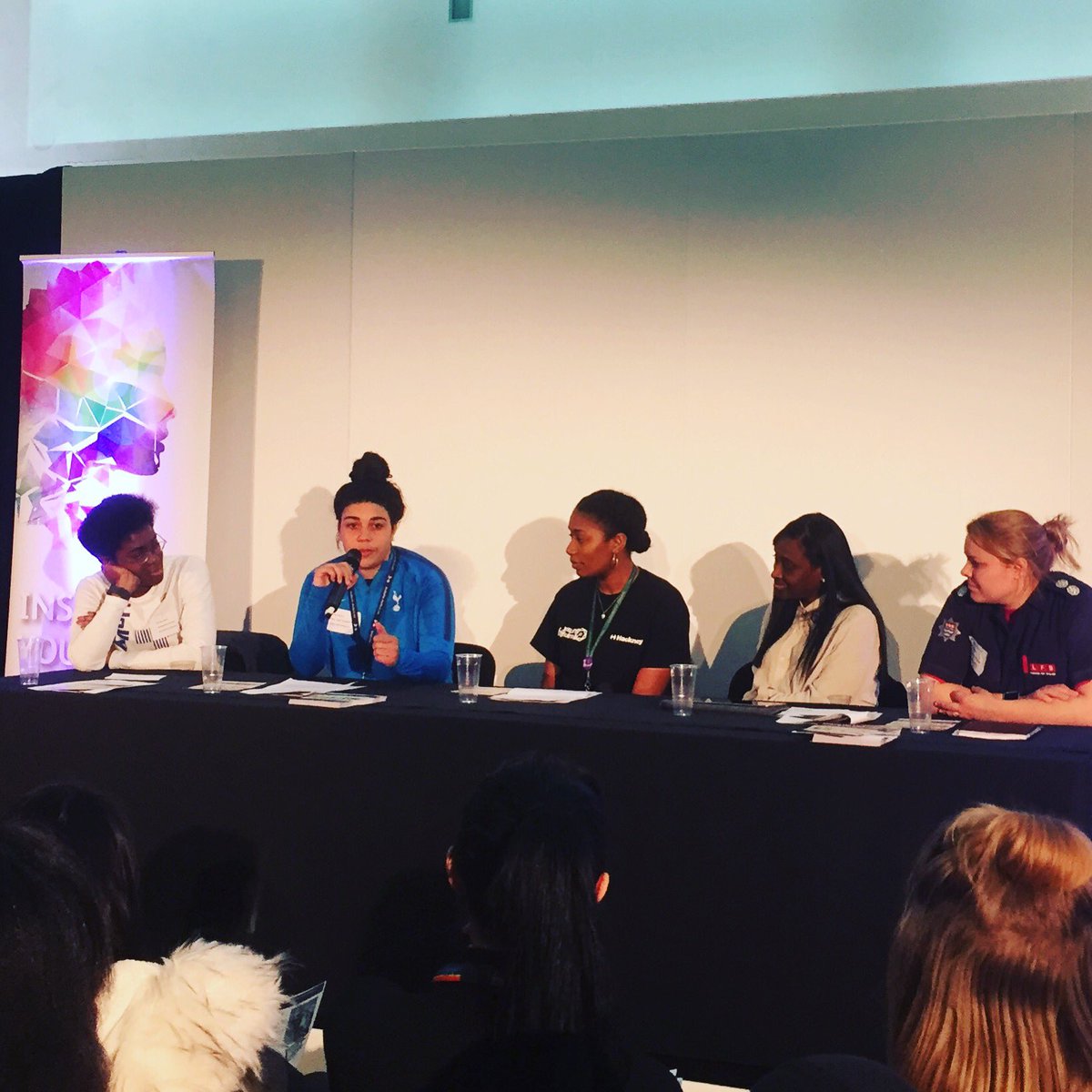 Renee Hector from <a href="/SpursOfficial/">Tottenham Hotspur</a> ladies team speaking at the <a href="/younghackney/">Young Hackney</a> inspiring young women’s day today about being a sportswoman #internationalwomensday #hackneywomen