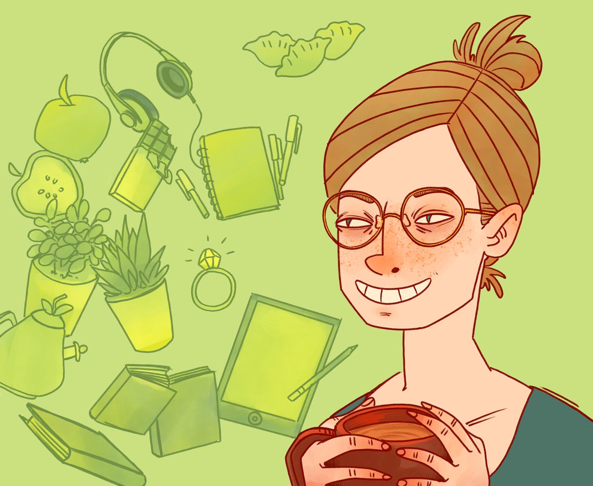 Cornerstone_Vic's tweet photo. Just me and my creepface. And some stuff that I like. It was going to be a ´´meet the artist´´thing - but it just turned into a mess + a creep. Got new glasses tho - and I love them. ❤ #illustration #selfportrait #meettheartist #drawing #digitalart #creepface #newglasses https://t.co/Xfpupuu32C