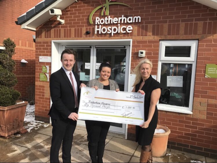 U4_Remarketing's tweet photo. @StephJAE10 &amp; @andrewjcronin presenting #enterprisefoundation cheque to @rotherhamhospice. What a great cause! #foundation #charity #cheque #£1000 https://t.co/w5gzdBubq8