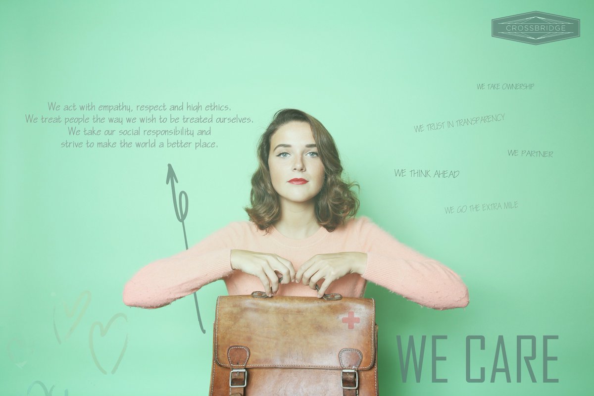 Crossbridge_be's tweet photo. In March we launch our final corporate value: “WE CARE” :  We act with empathy, respect and high ethics. We treat people the way we wish to be treated ourselves. We take our social responsibility and we strive to make the world a better place. 
#WECARE https://t.co/oGzl3vCYjK