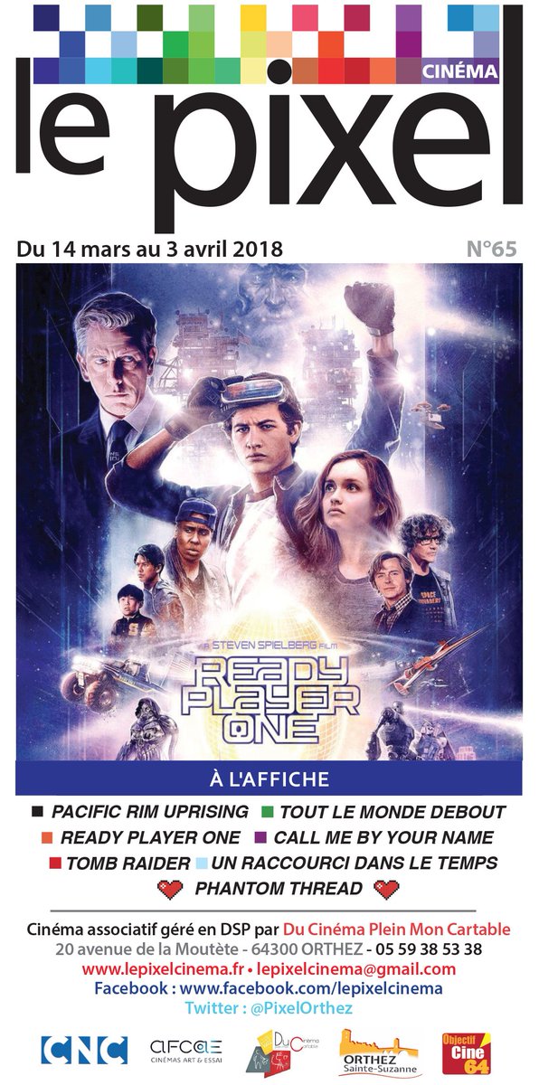 PixelOrthez's tweet photo. Le nouveau programme 65 du PIXEL est disponible en ligne!
https://t.co/y6Jm2m4zBN
#LaFormeDeLEau #PhantomThread #ladybird #tomb #ToutLeMondeDebout #CallMeByYourName #PacificRimUprising #ReadyPlayerOne #UnRaccourcisDansLeTemps #maryetlafleurdelasorcière #LaChtiteFamille #chaplin https://t.co/ri1zfrCnNI
