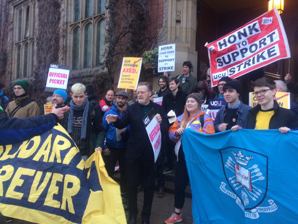 sheffielducu's tweet photo. thrilled that Sir Keith has joined us on the picket this morning https://t.co/D9uS33MlUO