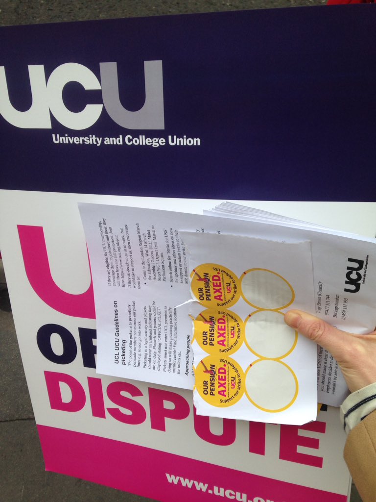 GBC_Anne's tweet photo. Had my #picketline induction from @UCL_UCU this am #pensions #thisaffectsusall #ActionShortOfAStrike @GerontologyUK @UCLPsychiatry https://t.co/KsGomcvsur
