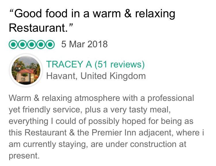 <a href="/PI_Goodrington/">Premier Inn Paignton</a> <a href="/WeAreSUGM/">WeAreSUGM</a> @MrNeilWoodall <a href="/fowlerscotty/">Scott Fowler</a> <a href="/premierinn/">Premier Inn</a> A simple yet outstanding review! This is all we aim to be! #WorldClass #Professional #Relaxing #Food #drink #Paignton #Devon #BrewersFayre #PremierInn #Whitbread