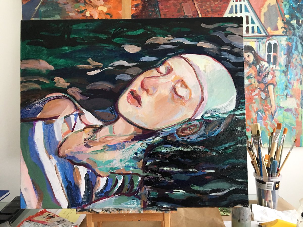 cornhoshukmei's tweet photo. Work in progress π³π»ββοΈπ¨Night Swims: no.6 Water Lily .
. .
.
.
.
#londonartist #figurepainting #oiloncanvas #oilpainting #studio #artiststudio #project #nightswim #painting #art #artist #painter #workinprogress #cornhoart #contemporaryart #portraiture #fineart #exhibition https://t.co/DOk15mfnGu