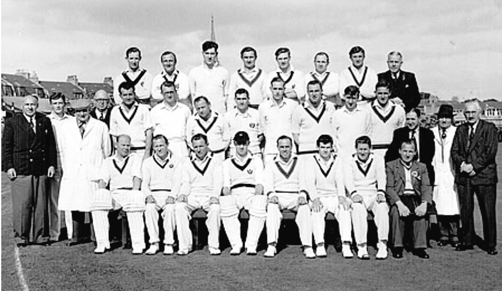 ScottyCricket's tweet photo. @CricketScotland v @CricketAus at @AberdeenshireCC
#September1956 iGreat to see #DABaxter of @FerguslieCC in photo He kept wicket in both matches v #Aussies #DavidRobertson from @poloccricket #RevJim Plus #Benaud @weirbuddie @ChippyB1964 @StewartGilmour1 @iainkennedy187 https://t.co/MyljksEsZ9
