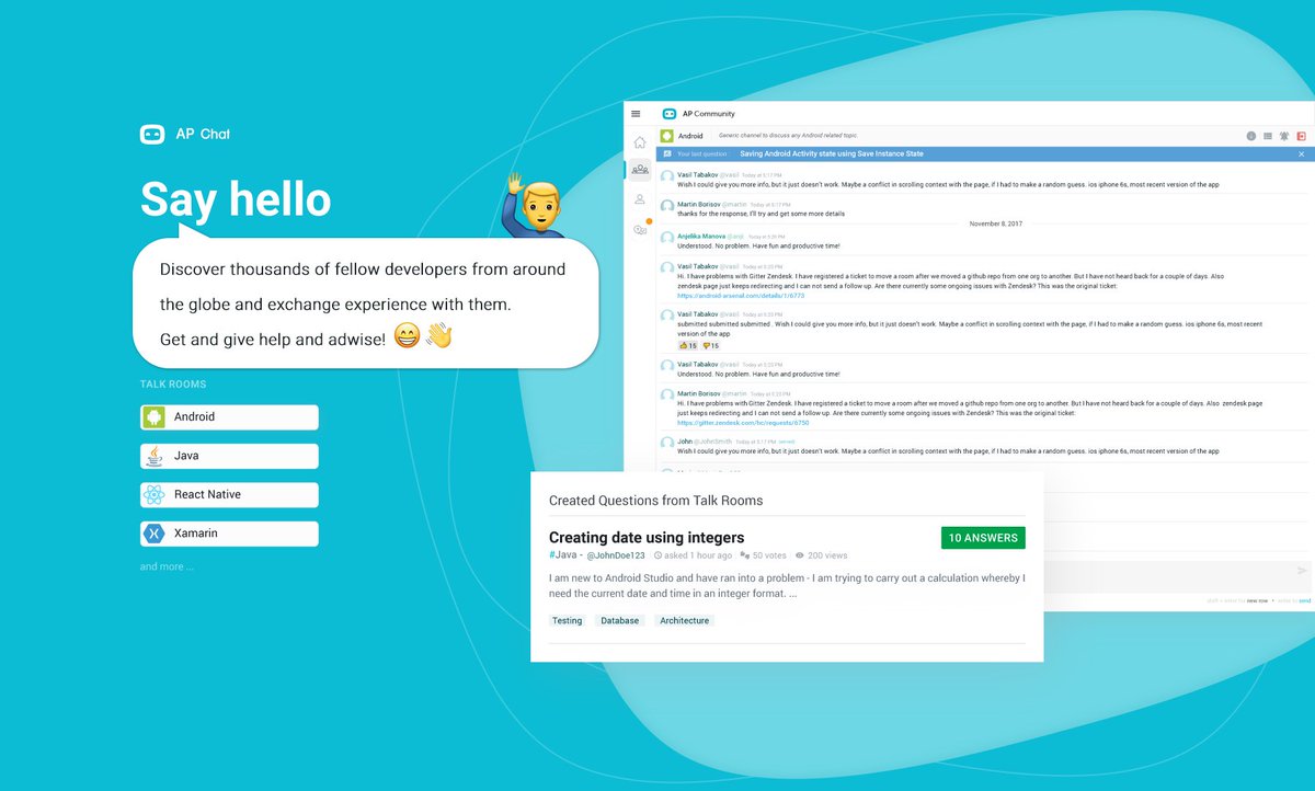 AndroidPalTech's tweet image. AP #Chat - the virtual meeting point of #Android #developers from around the world. 🔜Soon you can check it out yourself during our Beta.
👍Follow @AndroidPalTech and be the first to know when we launch!