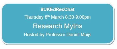 #UKEdResChat (@ukedreschat) on Twitter photo This week's #UKEdResChat host is <a href="/ProfDanielMuijs/">Daniel Muijs</a> who'll be busting some research myths! See you Thursday at 8:30. This week's #UKEdResChat host is <a href="/ProfDanielMuijs/">Daniel Muijs</a> who'll be busting some research myths! See you Thursday at 8:30.