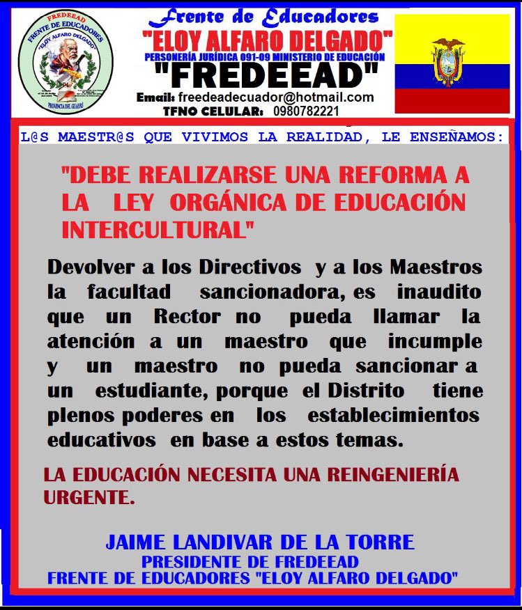 JrLandivard's tweet photo. Cambios urgentes necesarios en educación @Lenin @fredeead_org @DemocraciaSiEcu #RecuperarLaEducaciónPública https://t.co/Pw8PRZf3wx