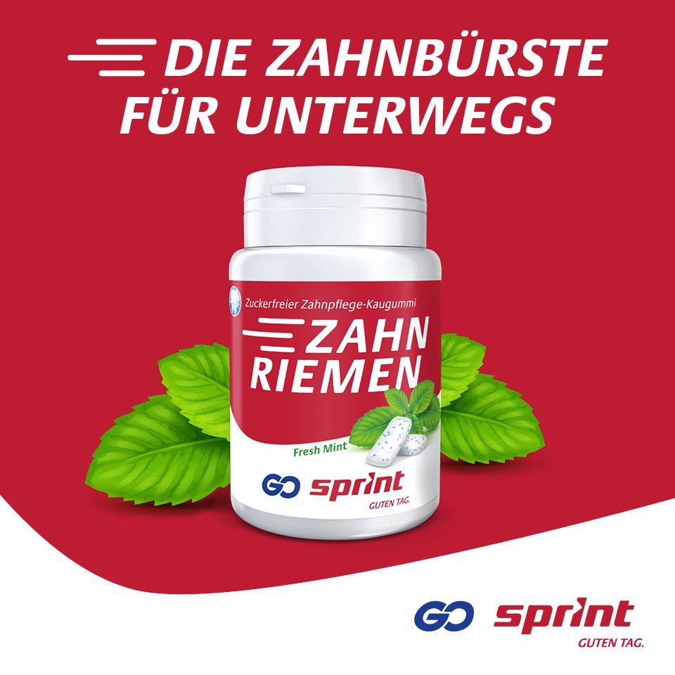 Sprint_Tank's tweet photo. Unsere brandneuen "Zahnriemen" gibt es ab sofort an allen teilnehmenden Sprint und GO Tankstellen in ganz Deutschland für schlanke 2,50 Euro. Natürlich in der praktischen Spender-Dose. Passt ideal in die Handtasche, das Handschuhfach oder den Getränkehalter.

#GUTENTAG :) https://t.co/dw4XNqbJYX