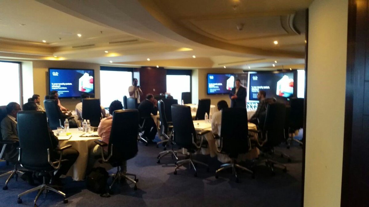 ctelecoms_ksa's tweet image. #Cisco &amp;amp; #Ctelecoms Event &quot;How To Protect Businesses To Support Digital Transformation&quot; begins with Mr. Marwan Alshawa from Cisco team giving an overview about #Cisco_Security_Solutions.