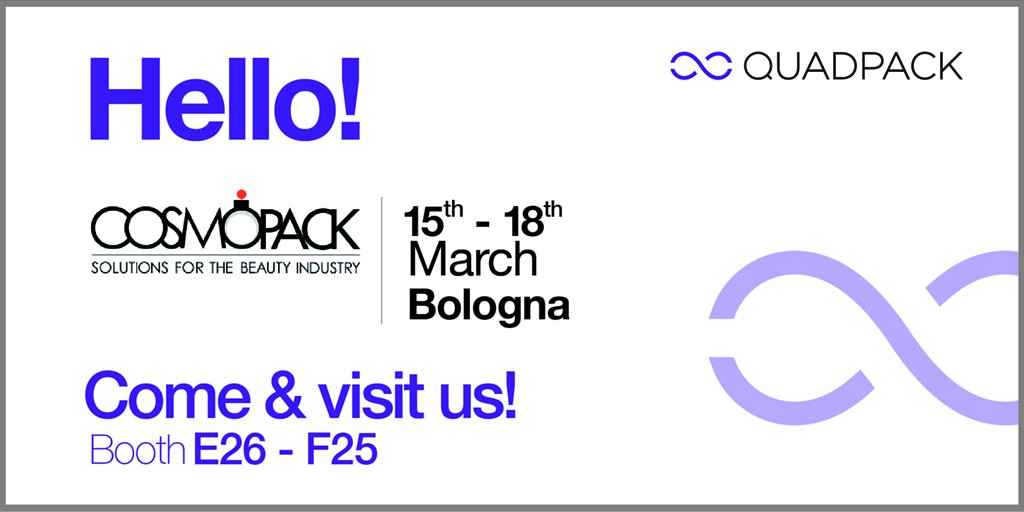quadpackgroup's tweet photo. We are almost there Bologna! In a few days we will be waiting for you at our booth at @cosmoprofworld to present our latest and exciting product innovations & trends! #cosmprof #cosmoprofbologna #quadpacgroup #packaging #cosmetics #innovation #trends https://t.co/2pN6Pxuwo5