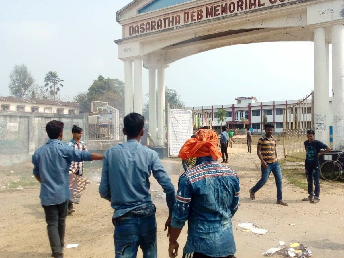 firstpost's tweet image. #ABVP workers vandalise Dashrath Deb Memorial College in #Tripura | Follow Live updates on #TripuraViolence bit.ly/2oLBAxh