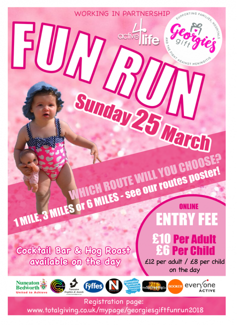 LoveNuneaton's tweet photo. Georgie's Gift Fun Run 2018 - have you registered? https://t.co/beiBYyRCsX #Nuneaton https://t.co/gZSCluwwdV